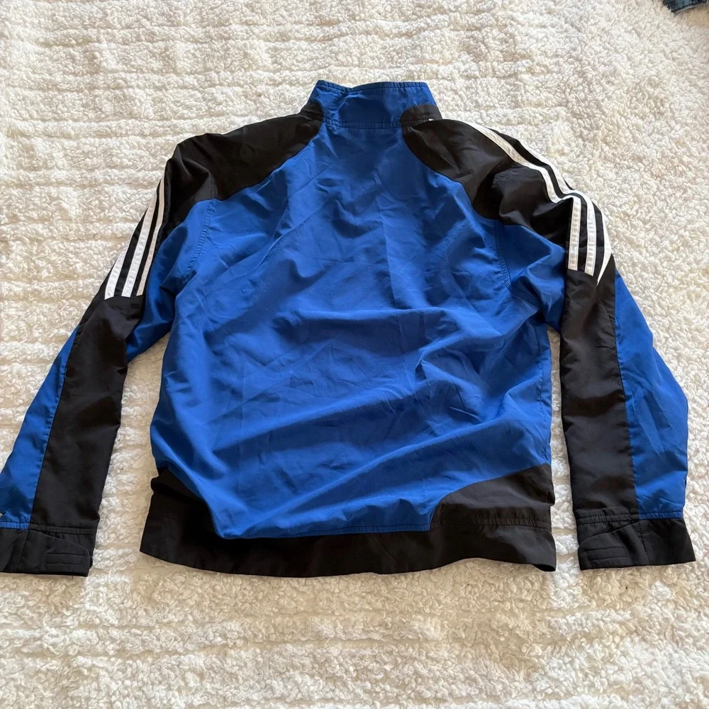 Adidas Kids Blue & Black 3-Stripe Full Zip Track Jacket Size Medium M 8/10 Youth